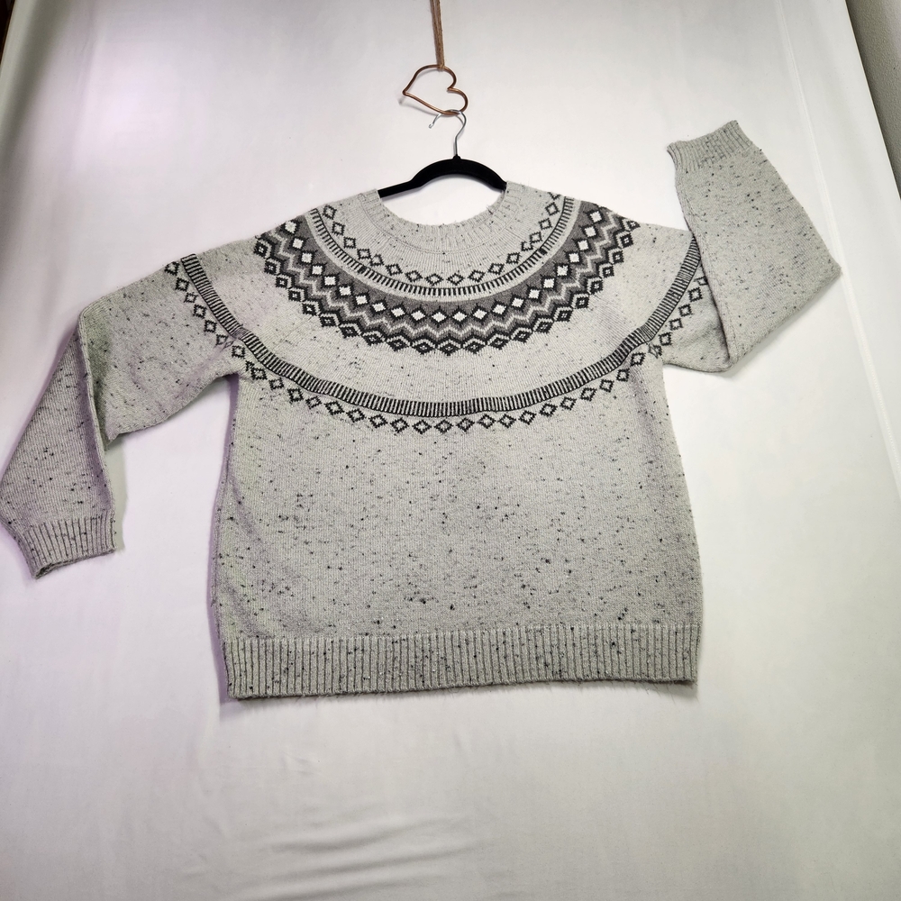 ⭐️Weatherproof Vintage Grey Fair Isle Nordic Knit Sweater XL Grandmacore Cozy